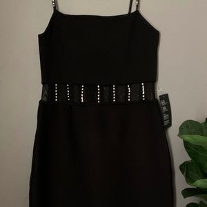 Guess Bandage Dress w/ Rhinestone Straps and Sheer Mesh Waistline